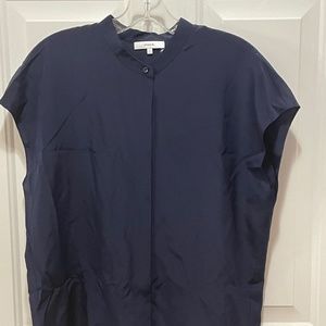 Vince. Navy Blue Silk Blouse